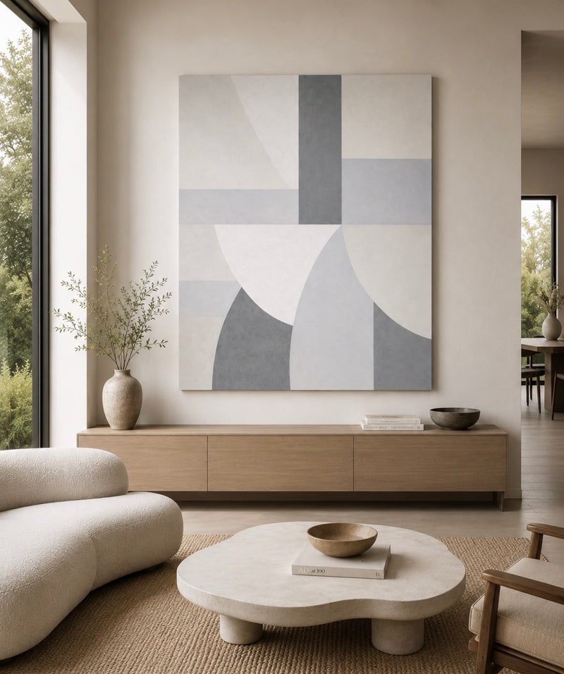 AXIOM IX (2026) Monumental Abstraction - Large Minimalist Abstract Painting | Neutral Mineral Grey Tones