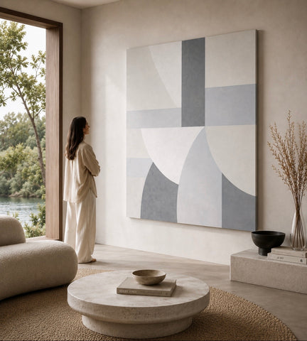 AXIOM IX (2026) Monumental Abstraction - Large Minimalist Abstract Painting | Neutral Mineral Grey Tones