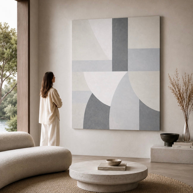 AXIOM IX (2026) Monumental Abstraction - Large Minimalist Abstract Painting | Neutral Mineral Grey Tones