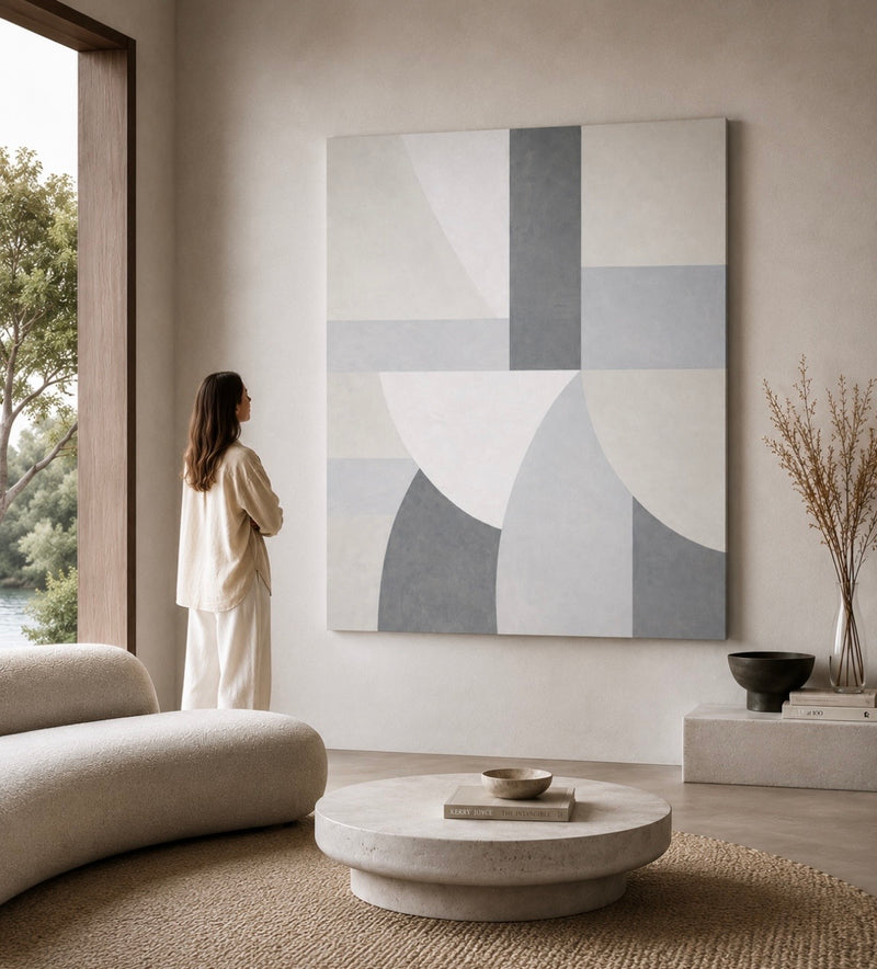AXIOM IX (2026) Monumental Abstraction - Large Minimalist Abstract Painting | Neutral Mineral Grey Tones